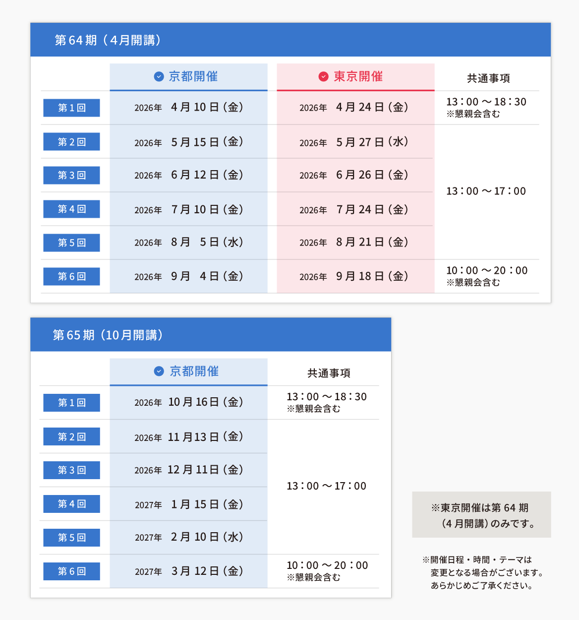 開催スケジュール
