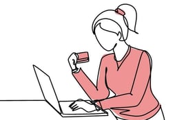 女性がPCを見ている姿を描いた挿絵