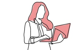 女性がPCを見ている姿を描いた挿絵