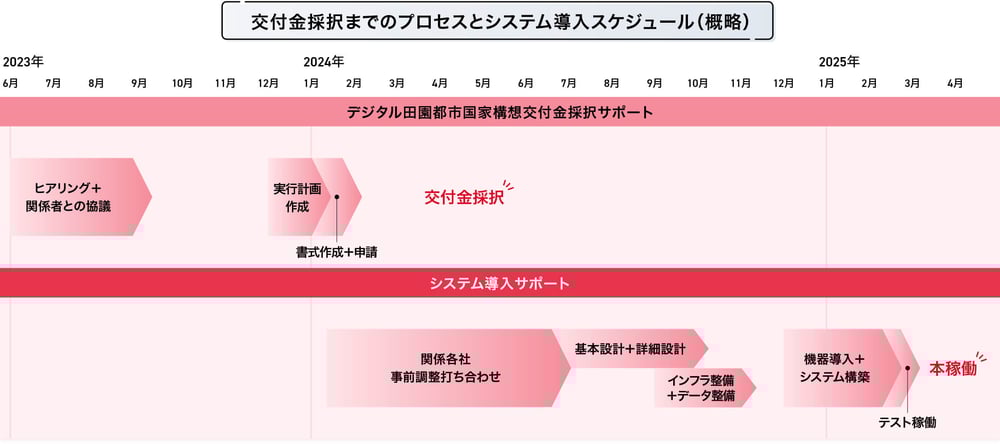 交付金採択までのプロセスとシステム導入スケジュール