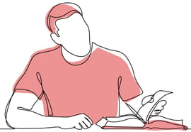 読書をしている男性を描いた挿絵