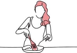 家事をしながらオーディオブックで読書体験をしている女性を描いた挿絵